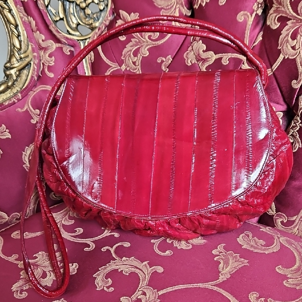 Vintage Red Leather Of The Sea Shoulder Bag for Women